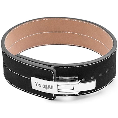 Yes4All Sports Leather Weight Lifting Lever Belt for Powerlifting   Robust Alloy Steel Buckle   Men &amp; Women   Strongman   10mm Thick   Easy to Use