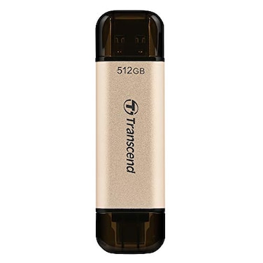 Transcend TS512GJF930C 512GB USB 3.2 JetFlash 930C High-Speed Flash Drive with Type-A and Type-C, Golden hue