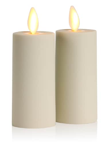 Luminara Realistic Artificial Moving Flame Votive Candle - Set of 2 - Moving Flame LED Battery Operated Lights for Christmas, Halloween - Remote Ready - Remote Sold Separately - Ivory - 1.5" x 4