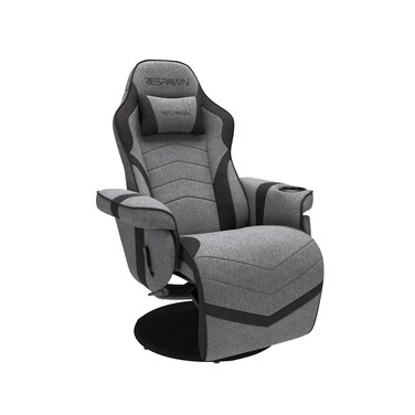 RESPAWN 900 Gaming Recliner - Video Games Console Recliner Chair, Computer Recliner, Adjustable Leg Rest and Recline, Recliner with Cupholder, Reclining Gaming Chair with Footrest - Gray Fabric