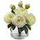 Nearly Natural 1400-WH Peony and Rose with Vase, White