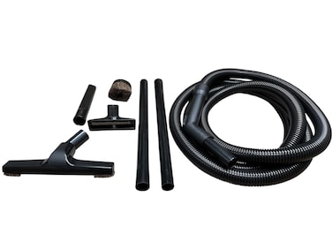 Compatible Replacement for Some Shop Vac and Ridgid Style Vacuum Cleaners Crushproof Commercial Grade Hose with Tool Set. Has 2 1/4" Machine End Coupling and Uses the Standard 1 1/4" Hose Attachments