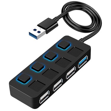 USB Hub 3.0, VIENON 4-Port USB 3.0 Data Hub with LED Power Switches, USB Extender USB Port Hub for MacBook &amp; PC/Laptop
