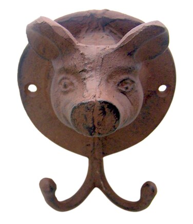 Home Originality Brown Pig Head Cast Iron Wall Hook 5 1/2 Inch