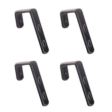 Mewuthede 4pcs Iron Bunk Bed Ladder Hooks Brackets, PVC Coated Stainless Steel Angled Ladder Hooks Heavy Duty Hardware Utility Hook Garage Storage Hook Loft Bed Ladder Hooks (Black)