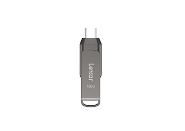 Lexar 128GB JumpDrive Dual Drive D400 USB 3.2 Type-C &amp; Type-A Flash Drive for Storage Expansion, Photo Back-up for iPhone 15, Up to 130MB/s, Metal Housing &amp; Swivel Design, Titanium (LJDD400128G-BNQNU)