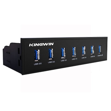 Kingwin Front Panel USB 3.0 Hub 7 Port &amp; One Fast Charging USB 2.1A Charging Port