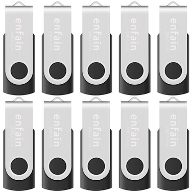 Bulk Deal: 10 Pack of Enfain 4GB USB 2.0 Black Flash Drives for Efficient File Backup and Transfer