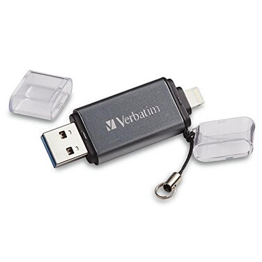 Verbatim 32GB Store &acirc;&euro;&tilde;n&acirc;&euro;&trade; Go Dual USB 3.0 Flash Drive for Apple Lightning Devices - Graphite