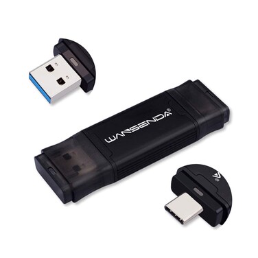 WANSENDA Type C USB C Flash Drive OTG USB 3.1 Thumb Drive (256GB, Black)
