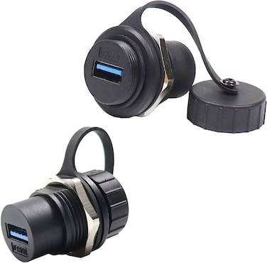 PENGLIN 2PCS Waterproof USB 3.0 Panel Mount Coupler, IP67 USB Pass Through Connector, Female to Female Bulkhead Extension Adapter