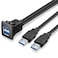 URWOOW Dual USB3.0 Square Flush Mount - 1M 3ft USB 3.0 Extension Mount, Dash Mount, Flush Mount, Panel Mount Cable, for Car, Boat, Motorcycle (3 feet)