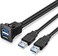 URWOOW Dual USB3.0 Square Flush Mount - 2M 6ft USB 3.0 Extension Mount, Dash Mount, Flush Mount, Panel Mount Cable, for Car, Boat, Motorcycle (6 feet) - Black