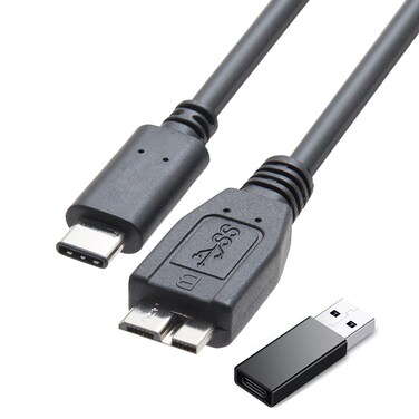 2IN1 External Hard Drive Cable 1.6FT,Super Speed Micro B 3.0 to USB C/A Cable, Compatible with WD,Toshiba,My Passport,Samsung,Seagate,MacBook Pro/Air, FORiPad/Tablet, iPhone15,Samsung Galaxy.