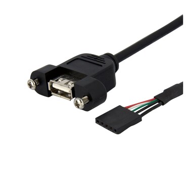 StarTech.com 3 ft Panel Mount USB Cable - USB A to Motherboard Header Cable F/F - USB A-Female to USB Header Adapter - USB-A (F) Port, 3ft (USBPNLAFHD3),Black
