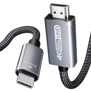 BENFEI USB C to HDMI 3 Feet Cable [4K@60Hz, Aluminum Shell, Nylon Braided], Thunderbolt 3/4/5 Compatible with iPhone 15 Pro/Max, MacBook Pro/Air 2023, iPad Pro, Surface Book 2, Galaxy S23 and More