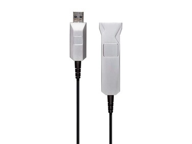 Monoprice USB-A to USB-A Female 3.0 Extension Cable - Fiber Optic, 5Gbps, Plug-n-Play, 10 Meter (32.8 Feet), Black and Silver - SlimRun Series