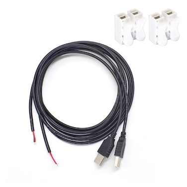 ELNONE 2PCS 20AWG USB Pigtail 2 Wire,1.5M/5FT USB 2.0 Male Plug 2pin Wire DIY Pigtail Cable 5V Bare Wire Cable 5V 5A Black USB Plug Power Cable with 2-Position Spring Wire Connector