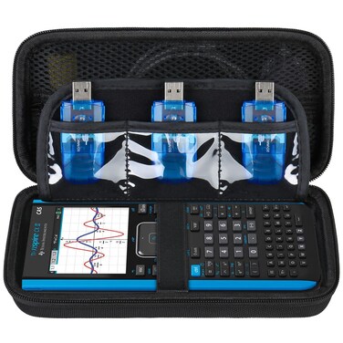 Supmay Hard Carrying Case for Texas Instruments TI-Nspire CX II CAS/TI-Nspire CX II Color Graphing Calculator, Storage Holder with Mesh Pockets for Charger Cable, User Manual and More, Black