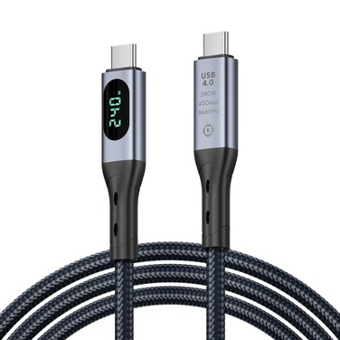 SOOPII USB4 Cable with LED Display,Supports 8K Video,Max 20Gbps Data Transfer,200W USB C to USB C Charging Cable,Compatible with lPhone 16,MacBook,Thunderbolt 3,Monitor,Docking Stations(6.6ft)