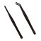 MIUPOO Long Handle Stainless Steel Paint Straight and Curved Tweezers Nippers,Extra Long Precision Craft Tweezers Set with Serrated Tips,Black,2 pieces,9.8Inches