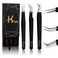 Eyelash Extension Tweezers, KHADMI IMPEX Fiber Tip Lash Tweezers - Set of 3 Eyelash Tweezers - Straight and Curved And Volume Eye Lash Tweezers for Extensions (Black)