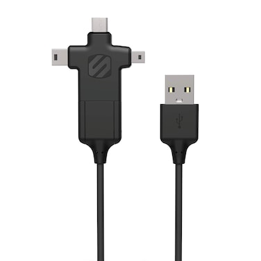Scosche MMMC-SP SmartSync 4-in-1 USB-C, Mini USB, Mini B &amp; Micro USB to USB Charge &amp; Sync Cable 3-ft. Black