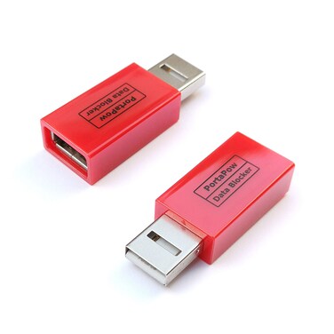PortaPow USB Data Blocker (Red) - Protect Against Juice Jacking