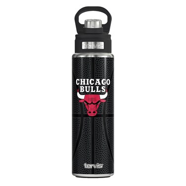 Tervis NBA Chicago Bulls Leather Triple Walled Insulated Tumbler, 24oz Wide Mouth Bottle, Stainless Steel