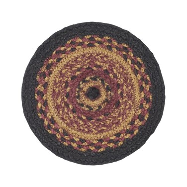 VHC Brands Heritage Farms Table Mat- Pot Holder- Woven Jute Trivet, 8" Round