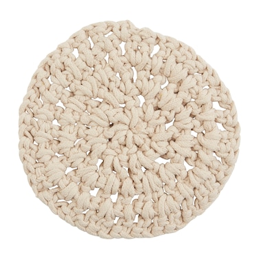 Mud Pie Knotted Cotton Trivet, 9" Dia, Cream