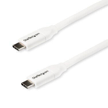 StarTech.com USB C to USB C Cable - 6 ft / 2m - 5A PD - M/M - White - USB 2.0 - USB-IF Certified - USB Type C Cable - USB C Charging Cable (USB2C5C2MW)