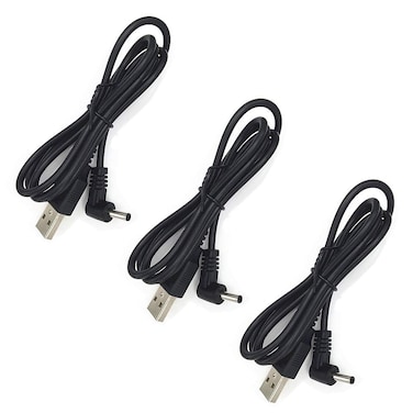DZYDZR 3 pcs Extension Cable USB to DC Cable - 5V USB 2.0 Port Male to DC 5V L Type Male 3.5mm x 1.35mm Power Cord Black 100cm(3.3ft)