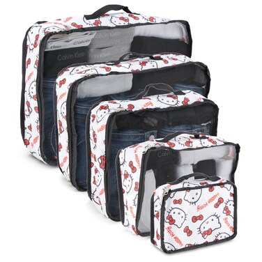 Sanrio's Hello Kitty Packing Cubes - 5 Piece Packing Cube Travel Essential - Luggage Organizer Set - For Kids,Teens,Adults (Hello Kitty)