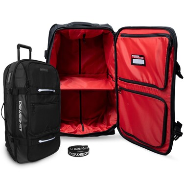PowerNet Rolling Duffle Bag with Wheels &amp; Handle, Baseball Travel Bag, Baseball Softball Bag for Catchers Gear, Travel Baseball Bag (Small  110 L)