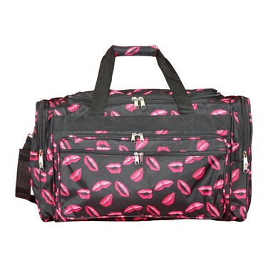 World Traveler Love 22-Inch Carry-On Duffle Bag with Adjustable Shoulder Strap, Hot Lips