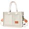 Canvas Tote Bag for Women With Pockets, Laptop Work Crossbody Purses Everything Shoulder Tote Bag Everyday Satchel Handbags (Beige)