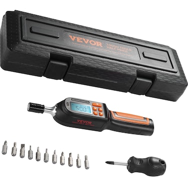 VEVOR Digital Torque Screwdriver, 1/4" Drive Screwdriver Torque Wrench, Electrician Torque Screwdriver with LCD, 2.65-70.67 in-lbs Torque Range, 0.01 N.m Increment Torque Screwdriver with Bits &amp; Case