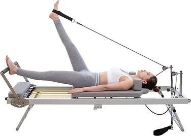 Pilates Reformer Large Equipment Core Bed Ladder Barrel Spine Corrector Stable Chair Cadillac Bed Pilates for Home Unit Activity Room Gym, 197x57x72.5cm, Gray