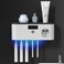 Wall Mounted Toothbrush Holder with Toothpaste Dispenser Electric Toothbrush Holder for Bathroom Solar Charging and No Drilling Required Smart Toothbrush Organizer with 5 Brush Slots&iuml;&frac14;&circ;Black&iuml;&frac14;&permil;