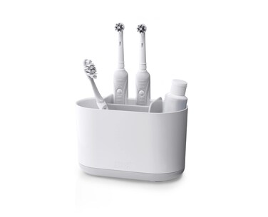 Joseph Joseph Duo Detachable Toothbrush Holder, Compatile with Manual and Electric Toothbrushes, Bathroom Organizer, White, Large