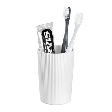 iDesign Removable Divider-White/Clear Fluted Toothbrush Holder
