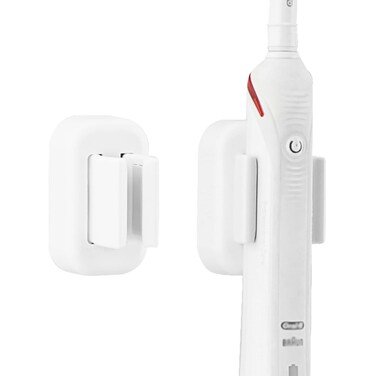 2 PCS Toothbrush Holder Wall Mounted for Bathroom, Self Adhesive Electric Toothbrush Organizer for Shower, Mini Toothbrush Hanger Rack for Dorm, Cabinet