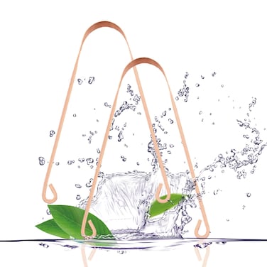 Copper Tongue Scraper (2 Pack), Tongue Cleaner for Reduce Bad Breath, Tongue Scrapers for Adults &amp; Kids, 100% Copper Metal Tongue Scrubber Set for Oral Care &amp; Easy to Use (hook)