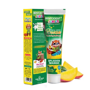 Bentodent Fluoride Free Kids Toothpaste - All Natural Calcium Bentonite Clay Toothpaste for Kids- SLS Free Kids Toothpaste- Fresh Breath, Plaque Removal by Brushing (Mango)