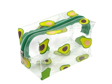 ZMZZ Cute makeup bag, transparent portable makeup bag, waterproof toiletries storage bag, large capacity pen bag (Avocado)