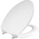 Mayfair Benton Toilet Seat with Chrome Hinges, Slow Close Wood Seat, Secure Metal Hinges, Easy Install, Elongated, White