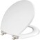 Mayfair Benton Toilet Seat with Brushed Nickel Hinges, Slow Close Wood Seat, Secure Metal Hinges, Easy Install, Round, White