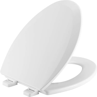 Bemis 1500TTT Durable Wood Toilet Seat, Secure Hinges Stay Tight, Elongated, White