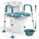 PELEGON Raised Toilet Seat with Handles (400lb) - Adjustable 3 in 1 Commode Chair for Toilet with Arms, Toilet Riser with Handles, Bedside Commode Chair, Handicap Toilet Seat for Elderly (Teal)